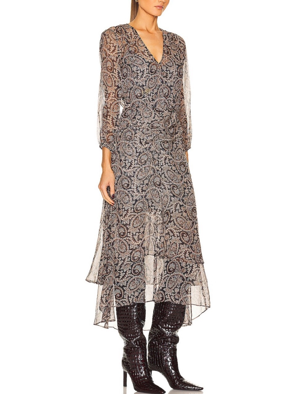 NWT Veronica Beard Silk Quinlan Paisley
Midi Dress in Marine Blue Multi! Size 0